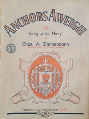 ANCHORS AWEIGH Piano Sheet Music with Lyrics and UKE Tabs 1930
