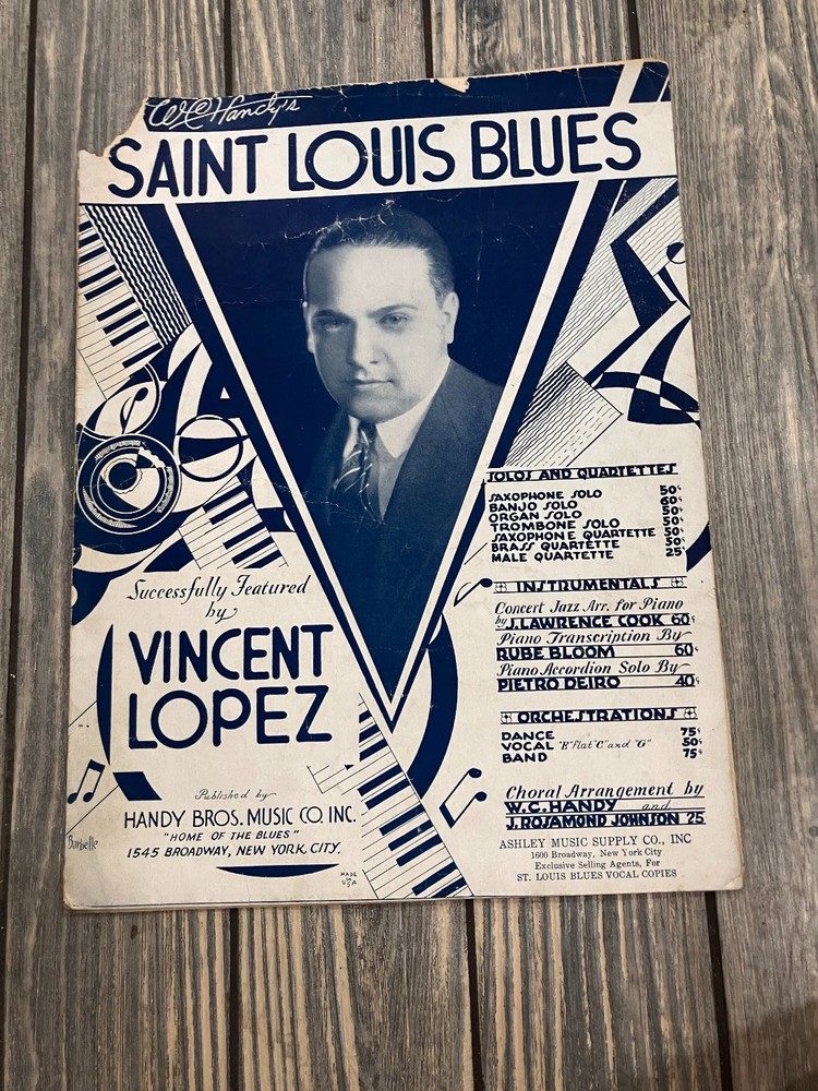 SAINT LOUIS BLUES Sheet Music Vincent Lopez Handy Bros. 1914 P/V/G/Uke