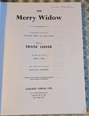 The Merry Widow Franz Lehar Vocal Score Operatic Society Version Glocken Verlag