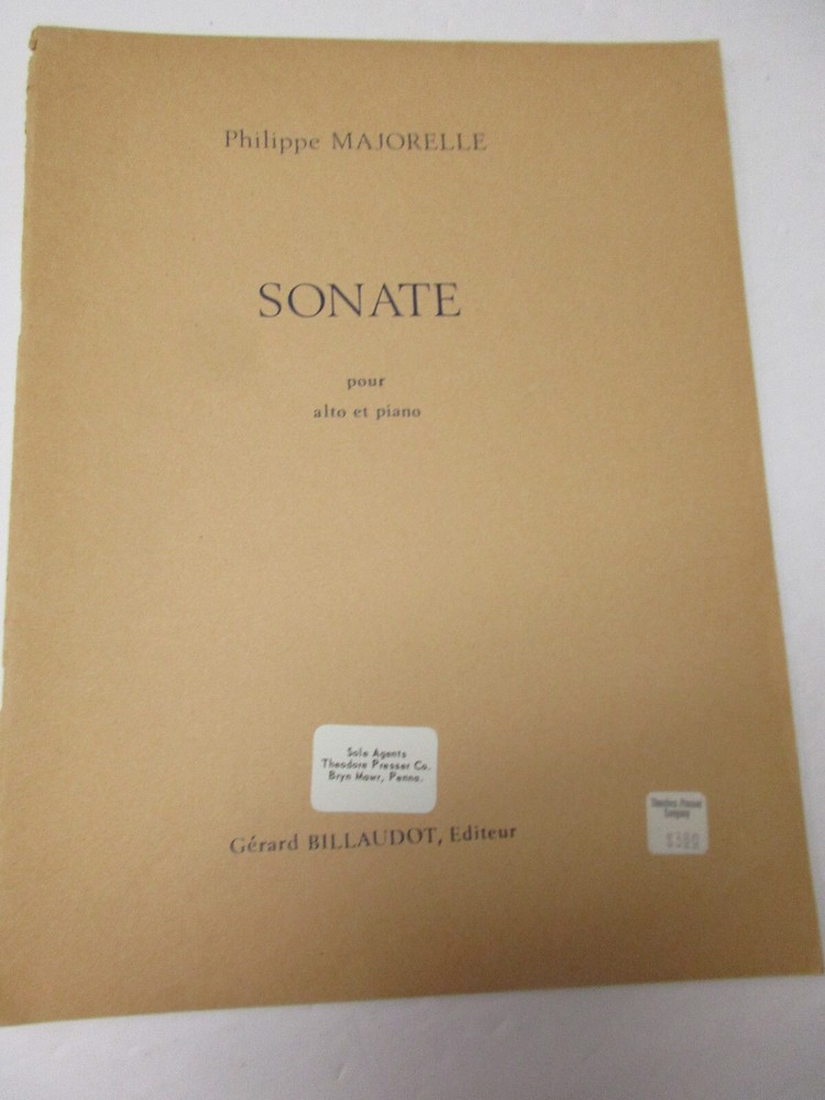 Philippe Majorelle Sonate Opus 1 for Viola & Piano Sheet Music Gerard Billaudot