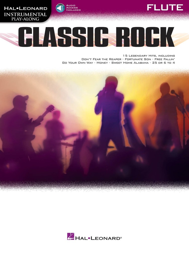 Classic Rock for Flute Solo Sheet Music 15 Songs Play-Along Book Online Audio