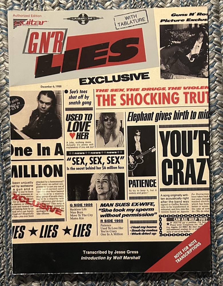 Guns N Roses Lies Hal Leonard Tablature Book Cherry Lane Music Company