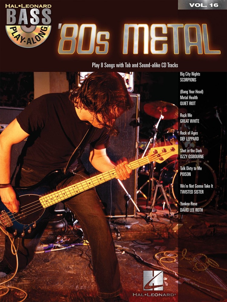 80s Metal Bass Play-Along Vol 16 Bass Guitar Notes & Tab Sheet Music Book CD