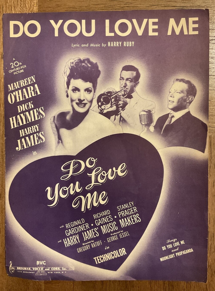 Vintage Do You Love Me 1946 Sheet Music Maureen OHara Dick Haymes Harry James