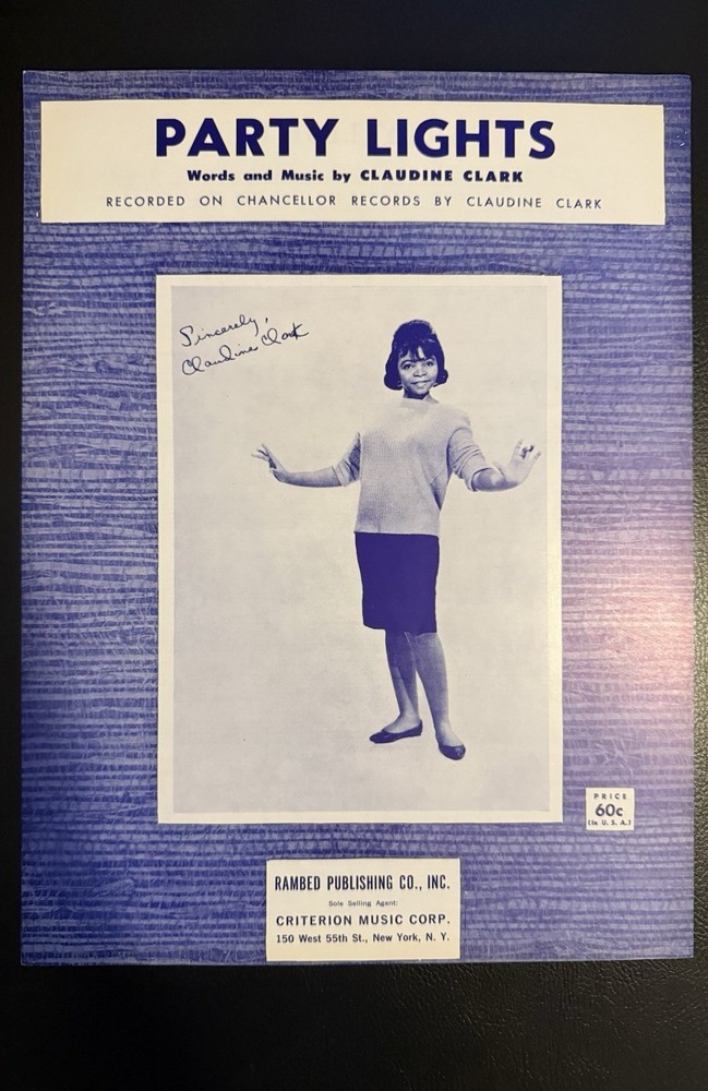 Party Lights (CLAUDINE CLARK) 1962 R&B/Pop Sheet Music (#5 US Pop Chart Single)