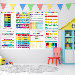 10 PCS Piano Music Chords Cheat Sheets Poster Set Laminated Piano Chord Posters