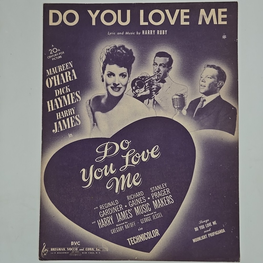 Do You Love Me Maureen Ohara Dick Haymes Harry James Cover Vintage Sheet Music