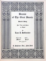 Because Of Thy Great Bounty Sheet Music Leon Hoffmeister Low Voice Sacred
