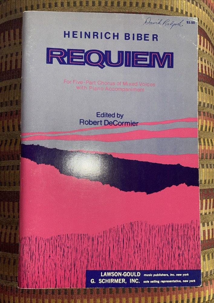 Requiem Heinrich Biber Sheet Music Baroque composer Five Part Chorus w Piano