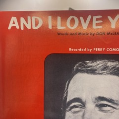 Vintage Mayday And I Love You So Piano Vocal Guitar Perry Como Sheet Music 1972