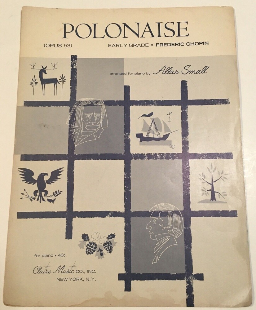 POLONAISE Opus 53 Sheet Music Chopin Piano Solo Allan Small Vintage 1963