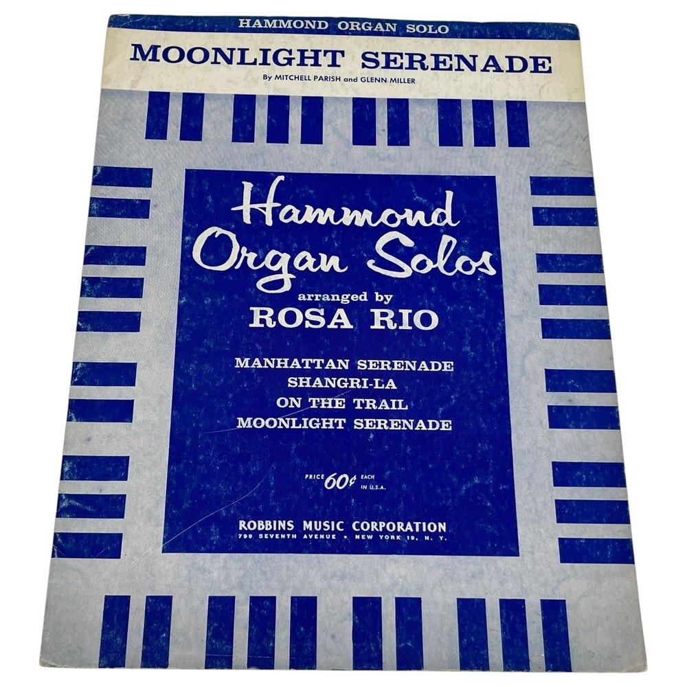 Moonlight Serenade Hammond Organ Solos Sheet Music Rosa Rio Robbins Music