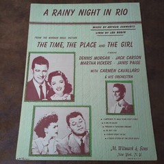 A Rainy Night In Rio by Schwartz Robin (Vintage Sheet Music 1946 Witmark)