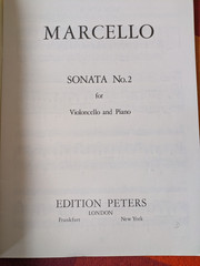 B Marcello Sonata II for Violincello and Piano Ed Walter Schultz Edition Peters