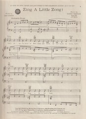 Zing a Little Zong by Leo Robin/Harry Warren Price Piano Sheet Music 1929