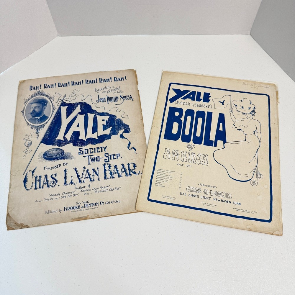 Antique Yale University Sheet Music Lot 1894 1901 Yale Boola Two-Step