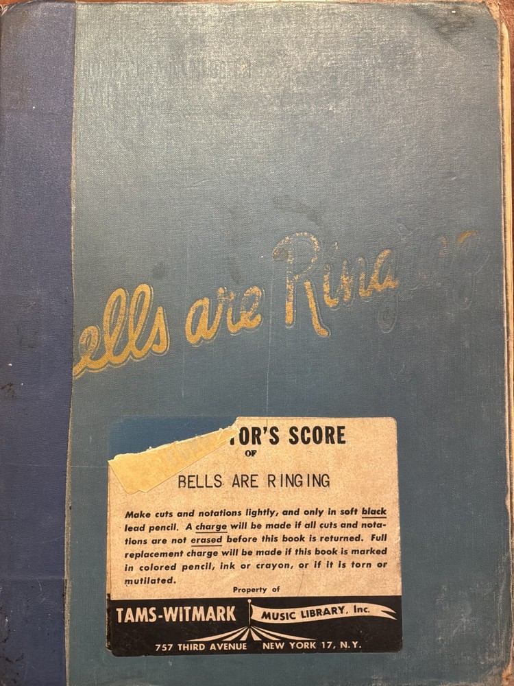 Bells Are Ringing Piano Vocal Score Tams-Witmark Jule Styne 1956