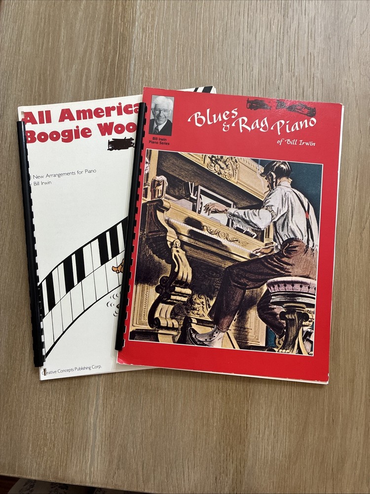 Blues & Rag Piano & All American Boogie Woogie Bill Irwin Spiral Bound Books VTG