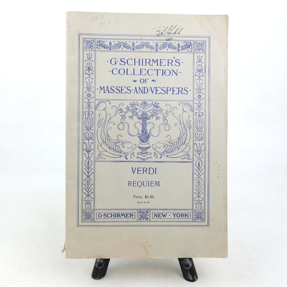 Verdi Requiem Vocal Score 1895 G Schirmer Masses and Vespers