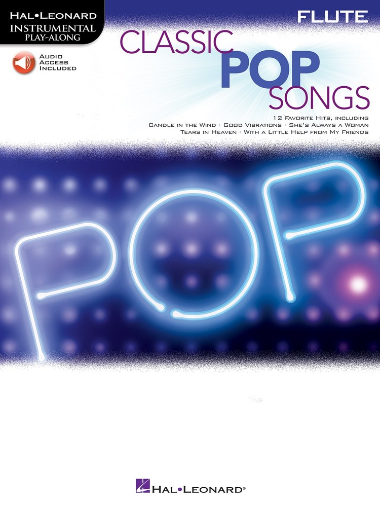 Classic Pop Songs 12 for Flute Solo Sheet Music Play-Along Book Online Audio