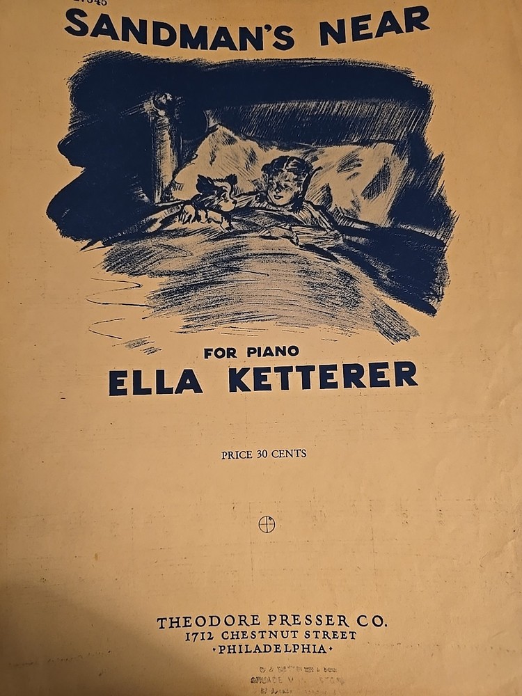 Sandman&rsquo;s Near Piano Sheet Music 1944 Ella Ketterer Vintage Theo Presser S1362