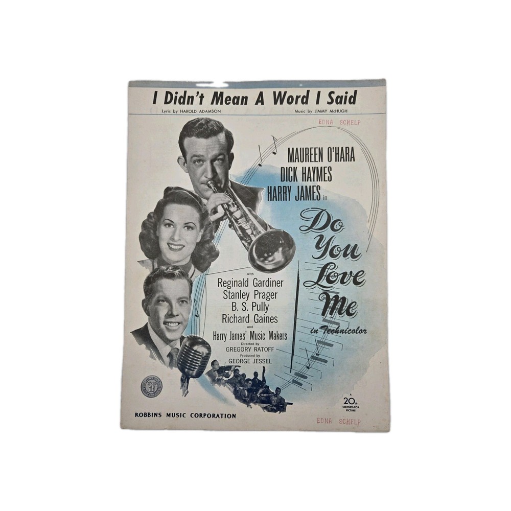 1945 I Didn&rsquo;t Mean A Word I Said Do You Love Me Maureen Ohara Dick Haymes James