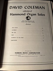 David Coleman Collection of Hammond Organ Solos No. 4 Robbins Music Book 1962