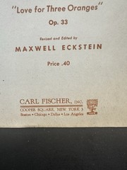 Prokofieff Marche from Opera Love for Three Oranges Piano Voice Sheet Music 1943
