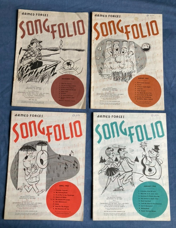 Lot 4 ARMED FORCES SONG FOLIO Nov 1959 Aug 1962 Jan 1963 Apr 1963 Music & Verses