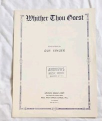 WITHER THOU GOEST Sheet Music 1954 Religious Pop Church Guitar Piano