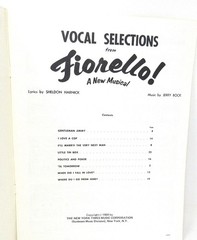 Fiorello Vocal Selections Sheet Music Book 1960 Piano Voice 8 Songs US Seller