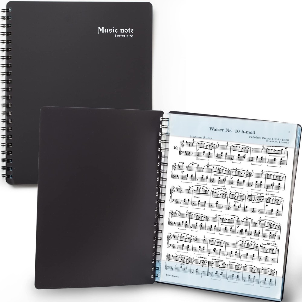 MECCALINE Sheet Music Folder (1 Pack, Black) – 40 8.5 x 11 inches, Black