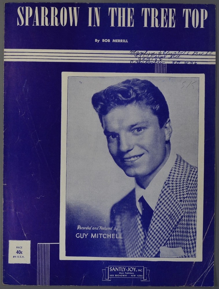 1951 GUY MITCHELL Sheet Music SPARROW IN THE TREE TOP Bob Merrill