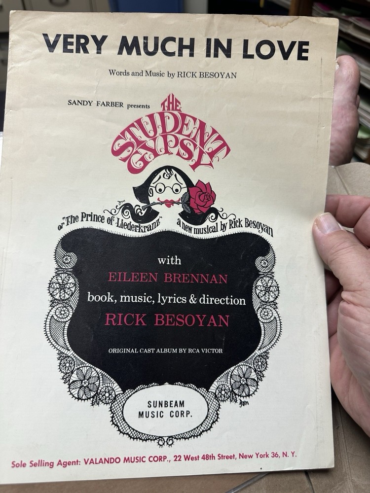 G 1963 Stage Musical sheet music THE STUDENT GYPSY ‘Very Much In Love’